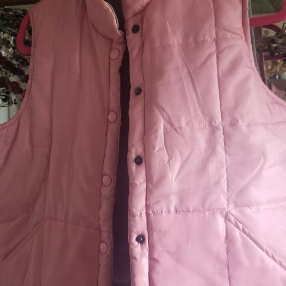 Sold. Pink and gray two sided vest. S-M.  Sold